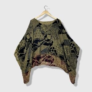 Unbranded Velvet Burnout Poncho Top Womens OS Multicolor Boho Artsy Festival